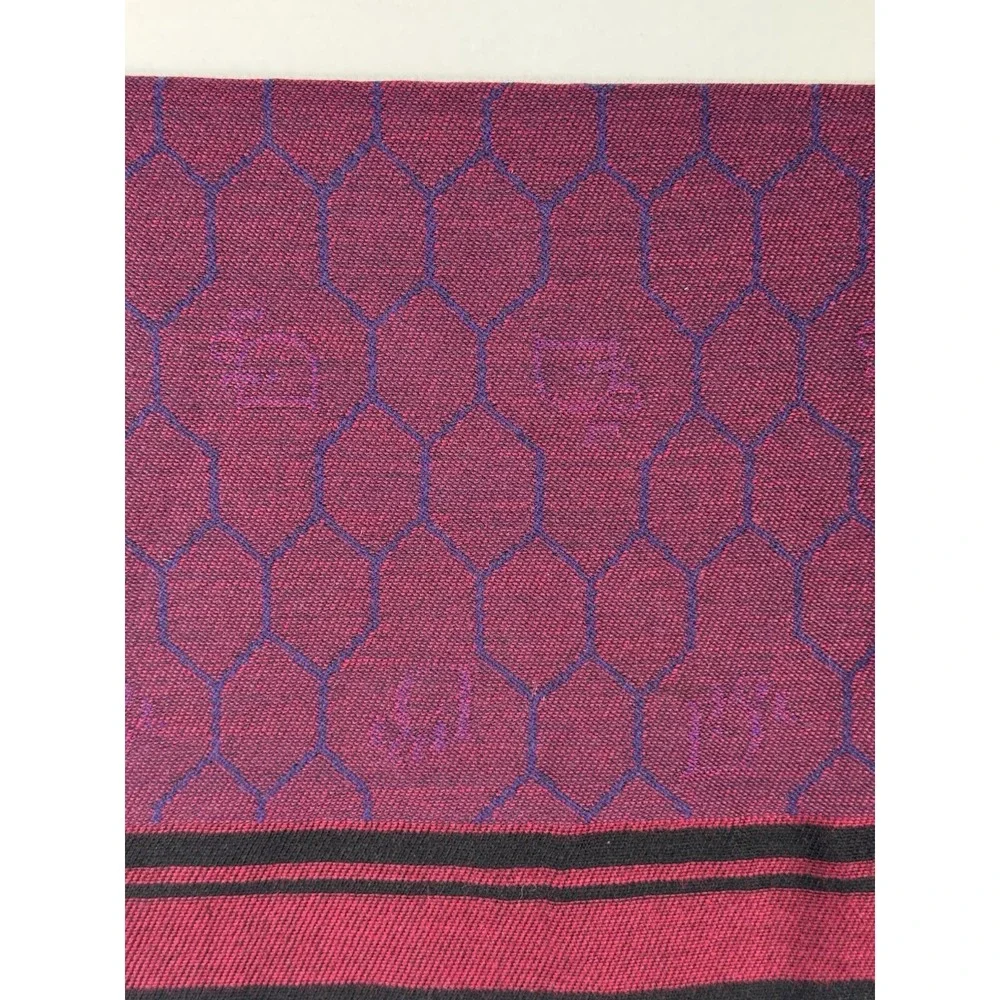 Christian Dior Monsieur Men's One Size Black Burgundy 100% Wool Vintage Scarf